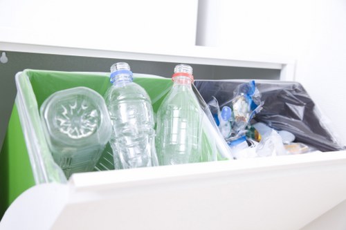 Various types of business waste segregated for removal